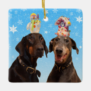 Grappig Dobermans kerstversiering Keramisch Ornament