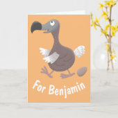 Grappig dodo vogelvoorbeeld cartoon kaart (Gele Bloem)