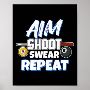 Grappig Doel Pool Player Gift biljart Poster