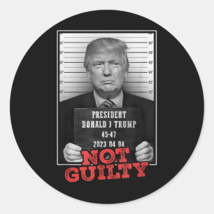 Grappig Donald Trump niet schuldig Mok neergeschot Ronde Sticker