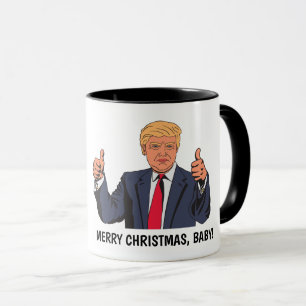 Grappig Donald Trump, VROLIJK KERSTFEEST, BABY! Mok