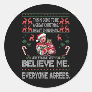 Grappig Donald Trump Vrolijk Kerstfeest Pyjama Ho Ronde Sticker