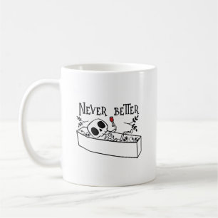 Grappig doodskist skelet nooit beter schattig koffiemok