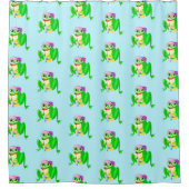 Grappig douchegordijn met feestkikker Kies kleuren (Voorkant)