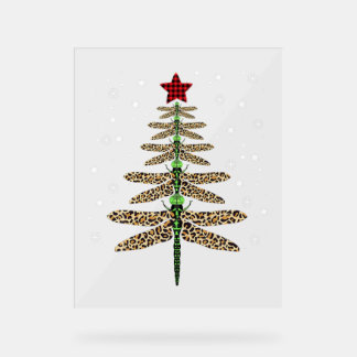 Grappig Dragonfly kerstboom ornamenten luipaard Acryl Bord