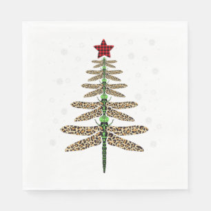 Grappig Dragonfly kerstboom ornamenten luipaard Servet