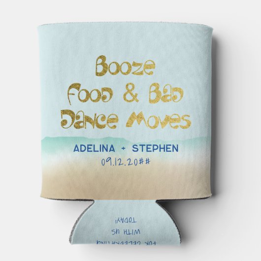 Grappig drank eten en slechte dans beweegt strand blikjeskoeler (Achterkant)