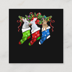 Grappig drie konijnen met Sock-kerstkonijnencadeau Vierkante Visitekaartje