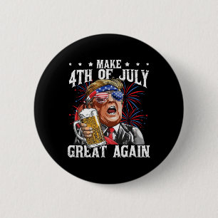 Grappig Drink bierteam maakt 4th of July Great Ag Ronde Button 5,7 Cm