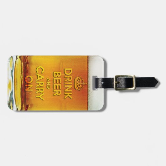 Grappig drink biertje en ga verder bagagelabel (Voorkant horizontaal)