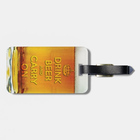 Grappig drink biertje en ga verder bagagelabel (Achterkant horizontaal)