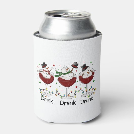 Grappig "Drink, Drink, Drink" Snowman en Wine Blikjeskoeler (Blikje Voorkant)