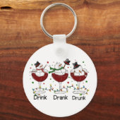 Grappig "Drink, Drink, Drink" Snowman en Wine Sleutelhanger (Voorkant)