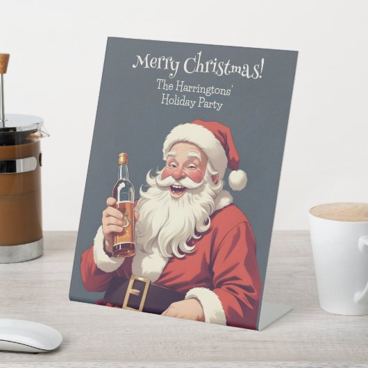 Grappig Drink kerstman Reclamebord Met Voetstuk (Insitu)