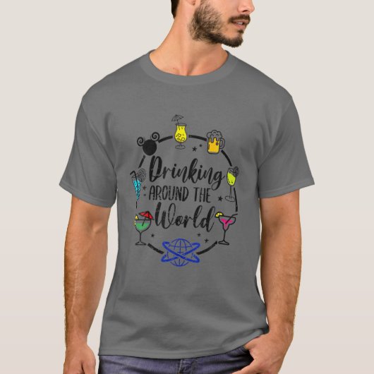 Grappig Drink over de hele wereld Drink bier T-shirt (Voorkant)