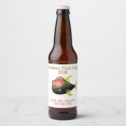 Grappig Drunken Fish Custom Bier Label Etiket (Voorkant)