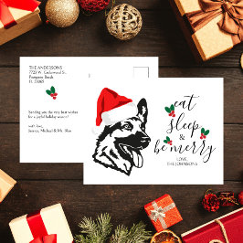 Grappig Duits Herder Santa Hat Script Kerstmis Feestdagenkaart