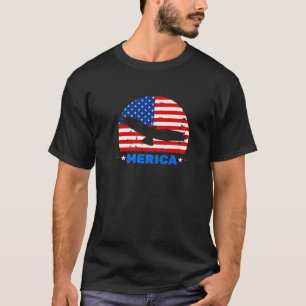 Grappig Eagle met Amerikaanse vlag op 4 juli T-shirt
