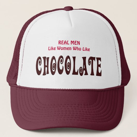 Grappig echte Mannen zoals vrouwen die van chocola Trucker Pet (Voorkant)