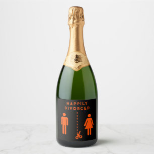 Grappig echtscheiding sympathie partij sparkling wijnetiket