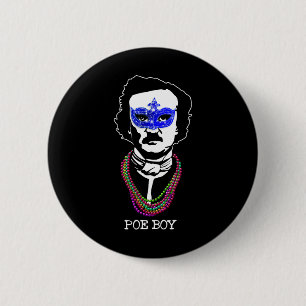 Grappig Edgar Allan Poe Mardi Gras Mashup 1 Ronde Button 5,7 Cm