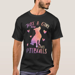 Grappig Een Meisje Dat Van Pitbulls Houdt Aquarel T-shirt