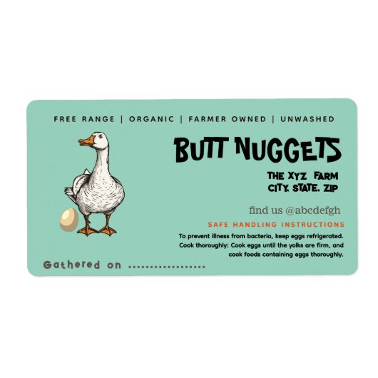 Grappig Eend Butt Nuggets Ei Karton Label (Voorkant)