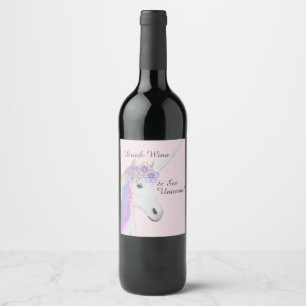 Grappig Eenhoorn Roze Wijn Label Etiket