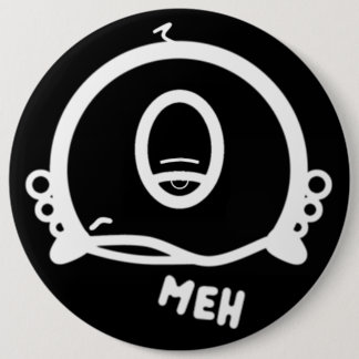 Grappig Eenoogig Cartoon “Meh” Ronde Button 6,0 Cm