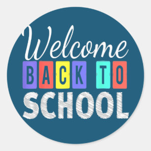 Grappig, eerste dag schoolleraar welkom terug naar ronde sticker