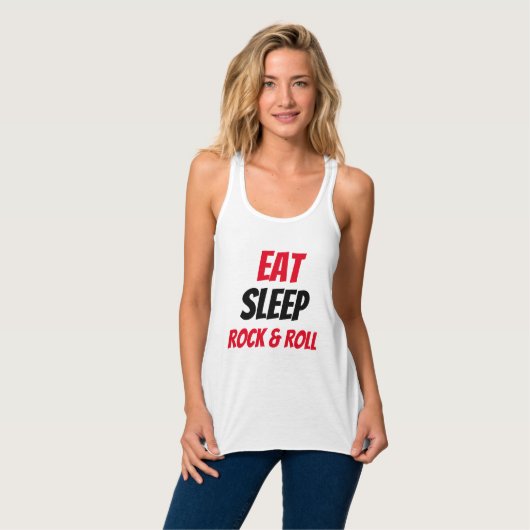 Grappig! Eet Slaap Rock & Roll Tanktop (Volledige Voorkant)