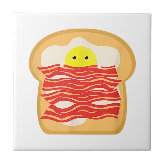Grappig Ei In Een Bacon Toast Bed T-Shirt - Eten B Tegeltje (Voorkant)