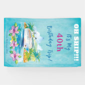 Grappig eiland strand 40e verjaardag cruise schip  spandoek (Horizontaal)