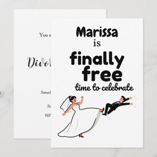 Grappig “Eindelijk Vrij” Scheiding Feest Design Br (Voorkant / Achterkant)