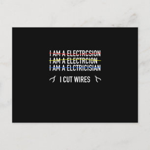 Grappig elektricien shirt, ik knip draden briefkaart