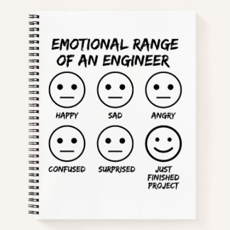 Grappig emotioneel bereik van een engineer fan gez notitieboek