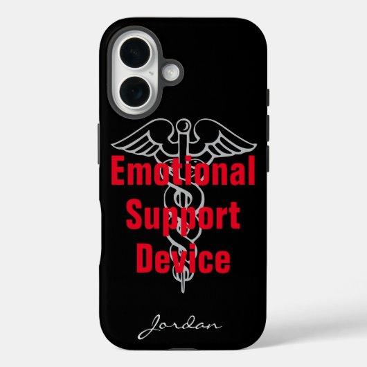 Grappig Emotioneel Steunapparaat met Naam Zwart Case-Mate iPhone Case (Achterkant)