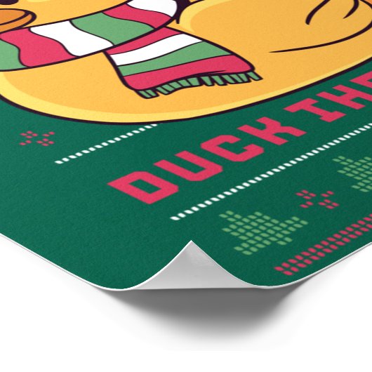 Grappig en Cute Duck Puns Merry Kerstmis Duck Poster (Hoek)