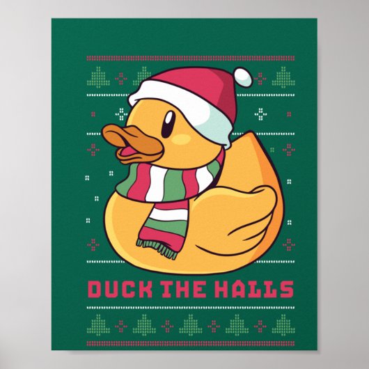 Grappig en Cute Duck Puns Merry Kerstmis Duck Poster (Voorkant)