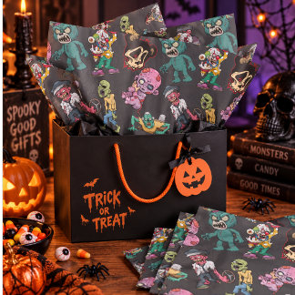 Grappig en eng cartoonmonster Halloween Tissuepapier