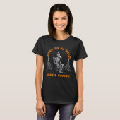 Grappig en eng skelet met koffie voor Halloween T-shirt (Voorkant volledig)