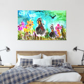 Grappig en kleurrijk Oh Crap Crows Canvas Afdruk (Insitu (Slaapkamer))