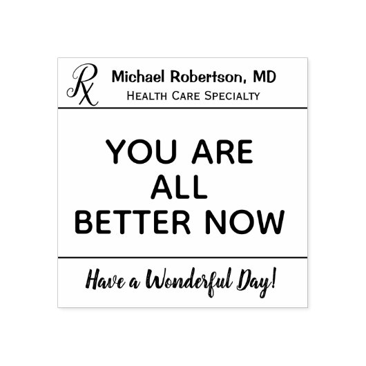 Grappig en positief allemaal beter nu 	rubberstempel (Afrduk)