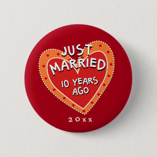Grappig en romantisch 10e Jubileum Ronde Button 5,7 Cm