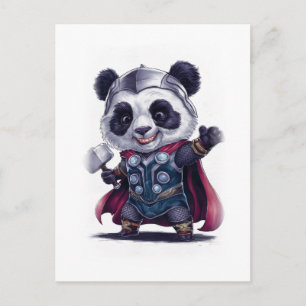 Grappig en Schattig Pandafilmpersonage op een Witt Feestdagenkaart