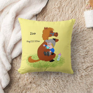 Grappig en schattig pony met baby - schattig kussen