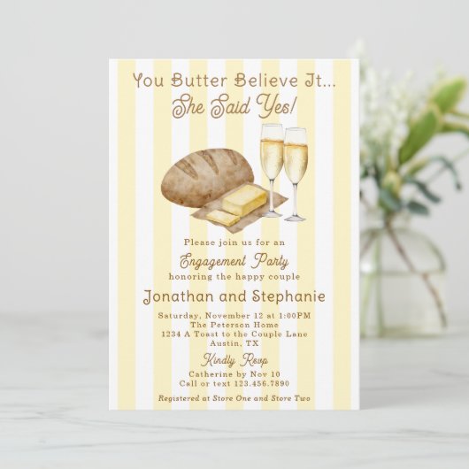 Grappig en Schattige Brood en Boter Engagement Par Kaart (Staand voorkant)