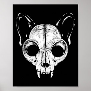 Grappig eng Spooky Cat Feline Skull Skelet Hallo Poster