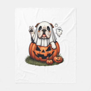Grappig Engels Bulldog Ghost Boo Halloween Vrouwen Fleece Deken