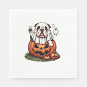 Grappig Engels Bulldog Ghost Boo Halloween Vrouwen Servet